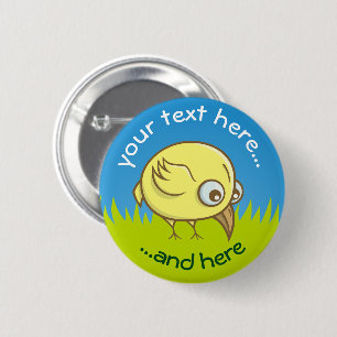 Gele cartoon pinback ronde button 5,7 cm