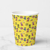 Gele Cartoon Superhero Comic Pattern Paper Cup Papieren Bekers (Rechts)