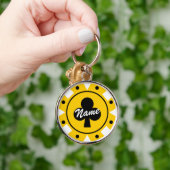 Gele casinopoker chip sleutelhanger met naam (Hand)