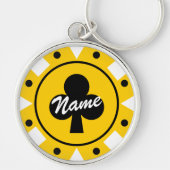 Gele casinopoker chip sleutelhanger met naam (Voorkant)
