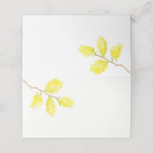 Gele catkins waterverf bruiloft plaats kaarten plaatskaartje (Buitenkant ongevouwen)