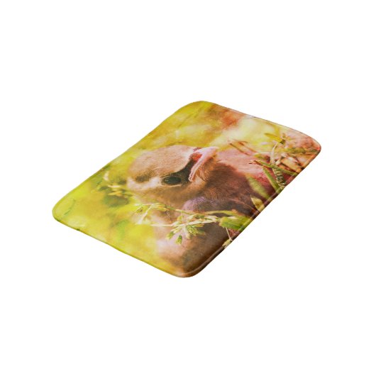 Gele cedar Waxing Fledgling Bird Abstract Badmat (Gekanteld)