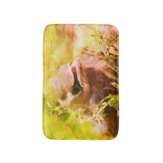 Gele cedar Waxing Fledgling Bird Abstract Badmat (Voorkant Verticaal)