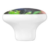 Gele cedar Waxing Fledgling Bird Keramische Knop (Zijkant)