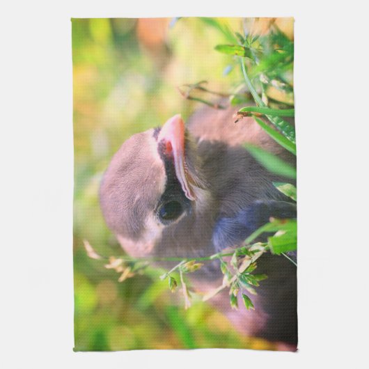 Gele cedar Waxing Fledgling Bird Theedoek (Verticaal)