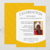 Gele CELEBRATIE LIFE Foto Memorial Funeral Kaart (Voorkant / Achterkant)