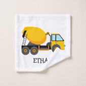 Gele Cement Construction Truck Custom Child Bad Handdoek (Wasdoekje)