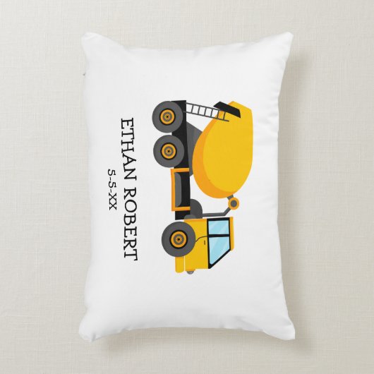 Gele Cement Construction Truck Custom Little Boy Accent Kussen (Voorkant(Verticaal))