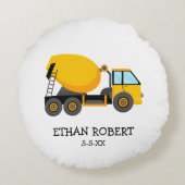 Gele Cement Construction Truck Custom Little Boy Rond Kussen (Achterkant)