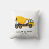 Gele cementbouwtruck aangepaste babyjongen kussen (Voorkant)