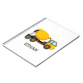 Gele cementmixer Construction Truck Custom Name Notitieboek (Linkerzijde)