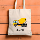 Gele cementmixer Kinder gepersonaliseerde construc Tote Bag