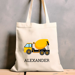 Gele cementmixer Kinder gepersonaliseerde construc Tote Bag