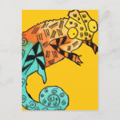 Gele chameleon reptile art doedle illustratie briefkaart (Voorkant)
