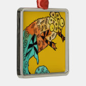 Gele chameleon reptile art doedle illustratie metalen ornament (Rechts)