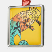 Gele chameleon reptile art doedle illustratie metalen ornament (Links)