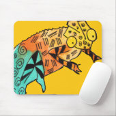 Gele chameleon reptile art doedle illustratie muismat (Met muis)