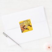 Gele chameleon reptile art doedle illustratie vierkante sticker (Envelop)