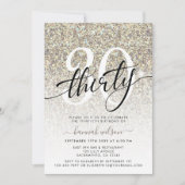 Gele Champagne Glitter 30th Birthday Party Kaart (Voorkant)