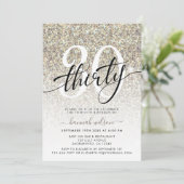 Gele Champagne Glitter 30th Birthday Party Kaart (Staand voorkant)