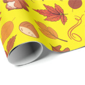 Gele champignons, bladeren naadloos inpakpapier (Rol Hoek)