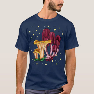 Gele chanterelle en paarse paddenstoelen licht voo t-shirt