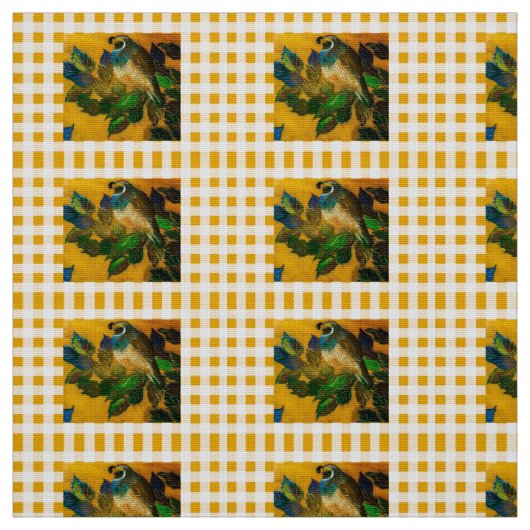 Gele Check Quail Fabric Stof (Swatch)