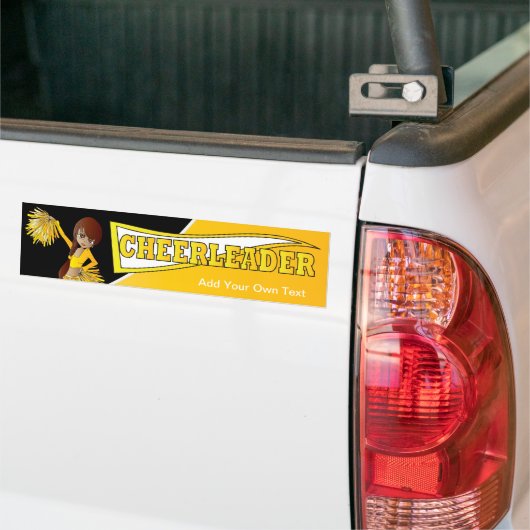 Gele cheerleader Diva Girl Bumpersticker (Op Truck)