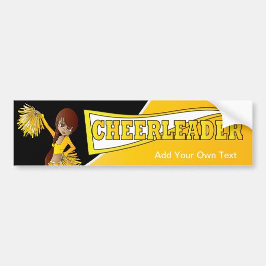 Gele cheerleader Diva Girl Bumpersticker (Voorkant)