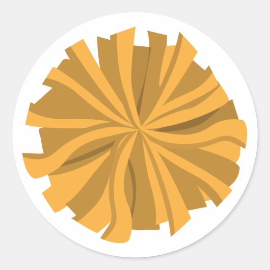 Gele Cheerleader Pom Pom Ronde Sticker (Voorkant)