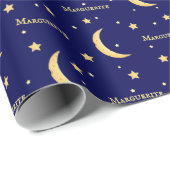 Gele Cheese Moon & Stars Aangepersonaliseerd als h Cadeaupapier (Rol Hoek)