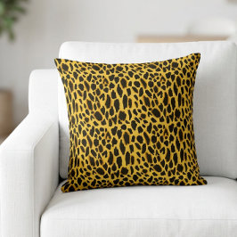 Gele cheeta print met zwarte stippen worp kussen