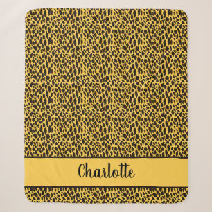 Gele cheetaprint met zwarte stippen en aangepaste  sherpa deken