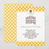 Gele cheques achtertuin BBQ Birthday Summer Party Kaart (Voorkant / Achterkant)