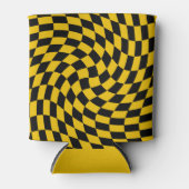 Gele cheques met zwarte kringloop gecontroleerd blikjeskoeler (Voorkant)