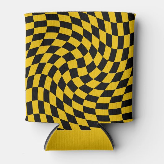 Gele cheques met zwarte kringloop gecontroleerd blikjeskoeler (Voorkant)