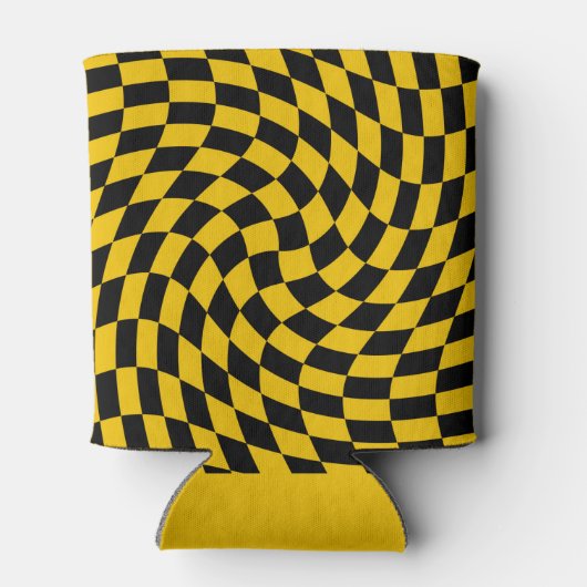 Gele cheques met zwarte kringloop gecontroleerd blikjeskoeler (Achterkant)