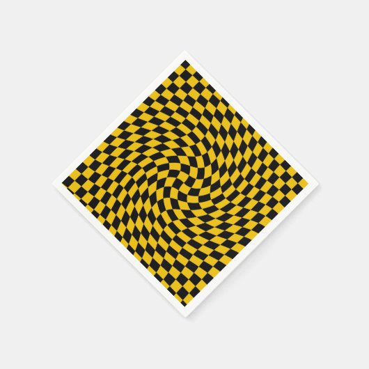 Gele cheques met zwarte kringloop gecontroleerd servet (Hoek)