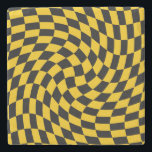 Gele cheques met zwarte kringloop gecontroleerd stenen onderzetter<br><div class="desc">Retro-ketting controleert het ontwerp van het schaakbord in een zwarte en retrogele kleurencombinatie. Retro checkerboard twirled 70 psychedelische stijl modern design home decor,  kantoor en schoolproducten en retro gewarmeerde geschenken.</div>