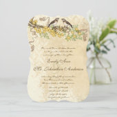 Gele Cherry Blossom Bird Weddings Kaart (Staand voorkant)