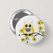 Gele Cherry Blossom Owl Button (Voorkant /achterkant)