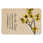 Gele  Cherry Blossom Save the Date Magneet (Horizontaal)