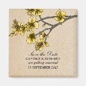 Gele Cherry Blossom Save the Date Magneet (Voorkant)