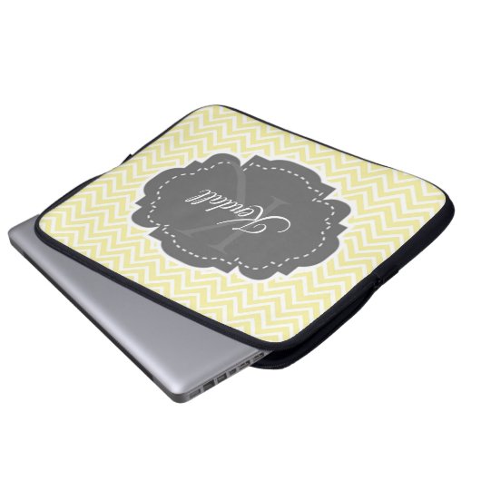 Gele Chevron Aangepaste laptophoes Laptop Sleeve (Voorkant onderkant)