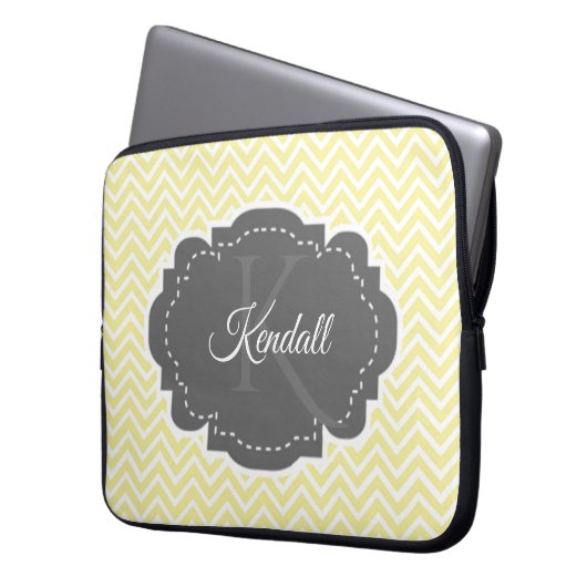 Gele Chevron Aangepaste laptophoes Laptop Sleeve (Voorkant Links)