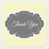 Gele Chevron Dank u Square Sticker (Voorkant)
