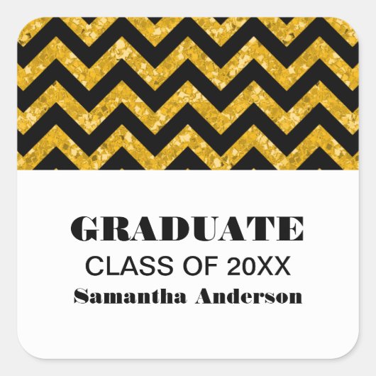 Gele Chevron Glitter Afstuderen Stickers (Voorkant)