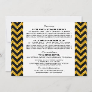Gele Chevron Glitter Informatiekaart Kaart