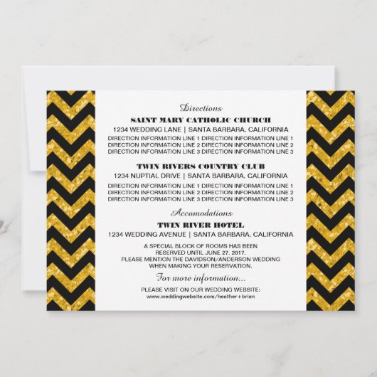 Gele Chevron Glitter Informatiekaart Kaart (Voorkant)