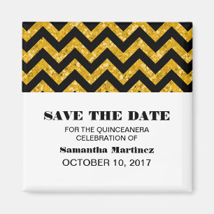 Gele Chevron Glitter Quinceañera Magnet